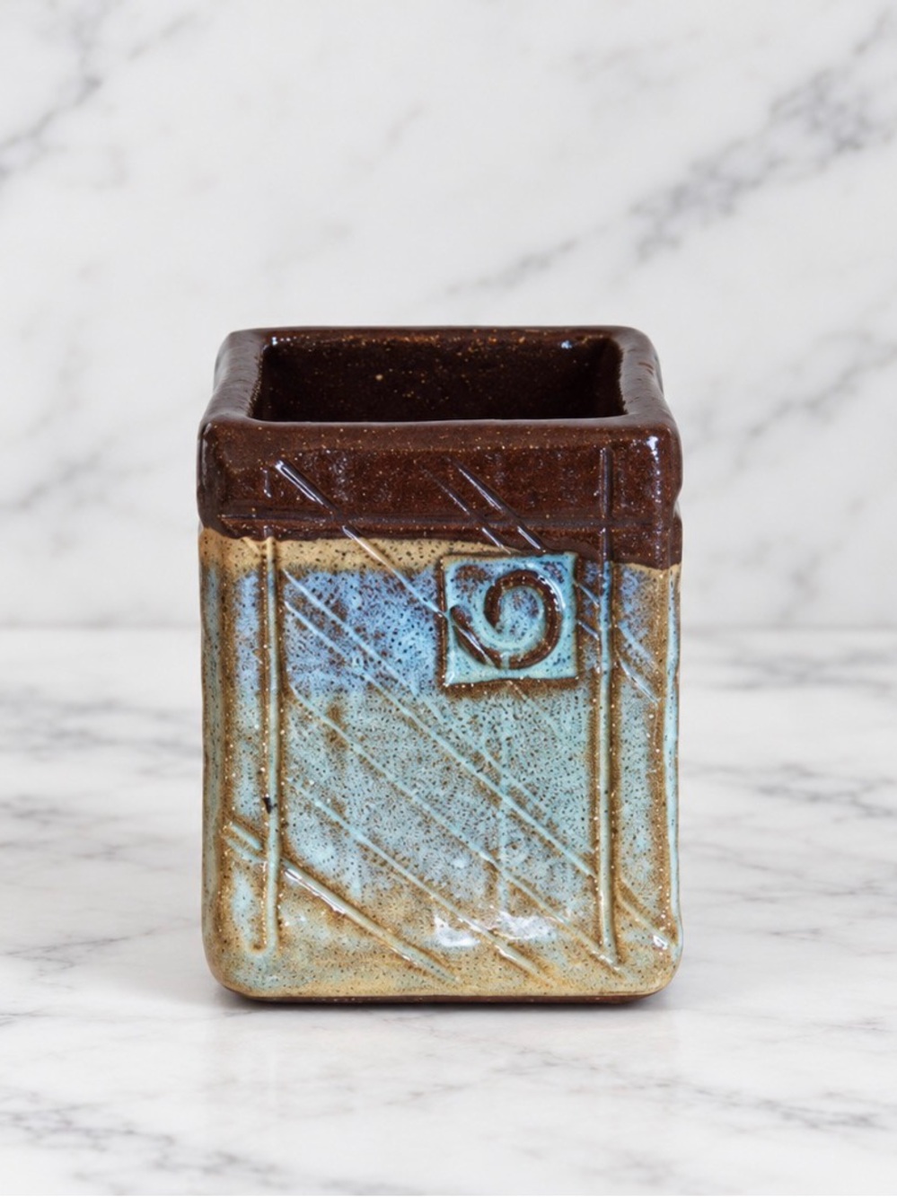 Handcrafted ceramic toothpick holder signed by artist Jonathan Griffith